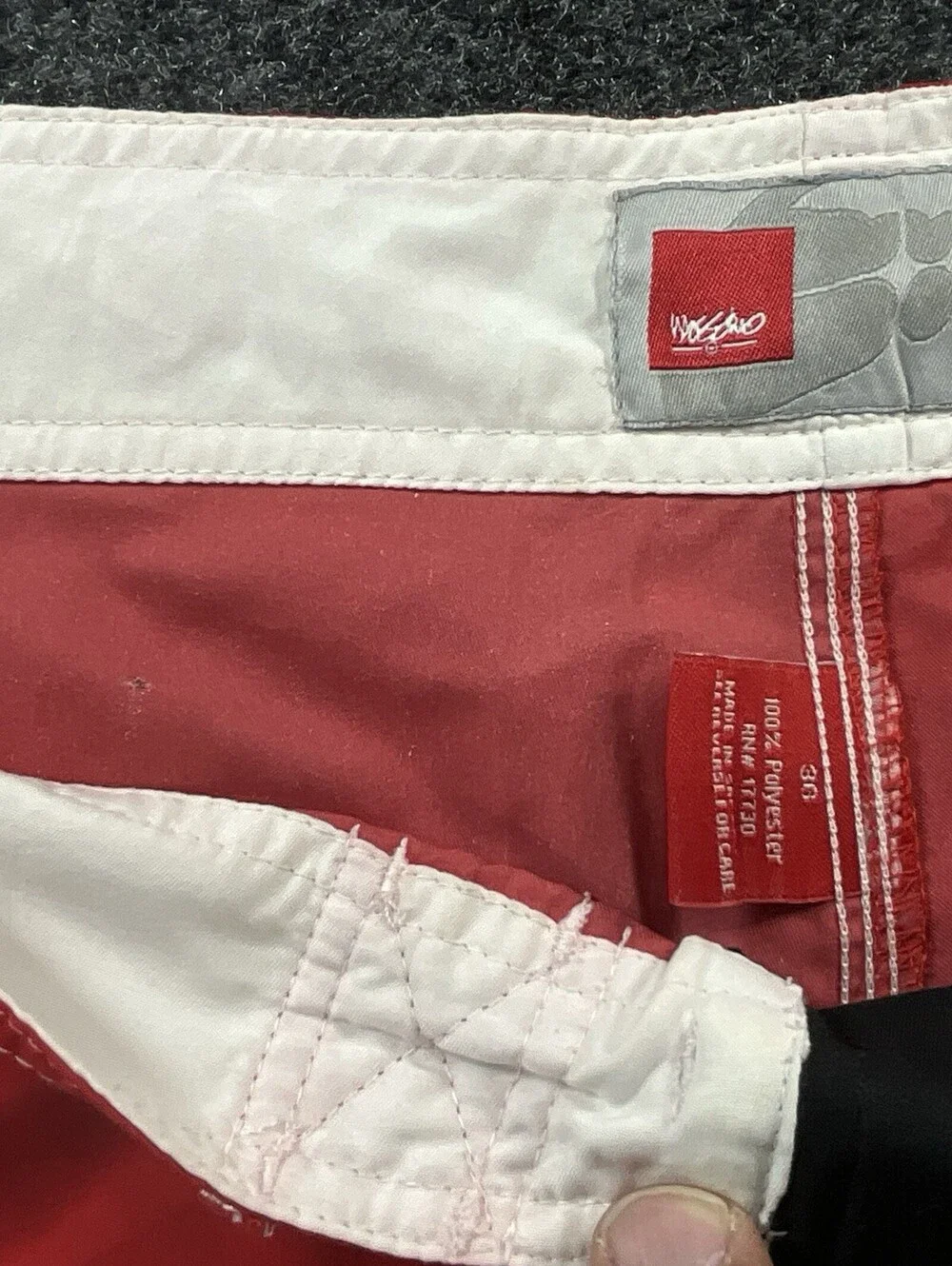 Mossimo Men's Board Shorts Size 36 Red Black Surf Swim Trunks Drawstring